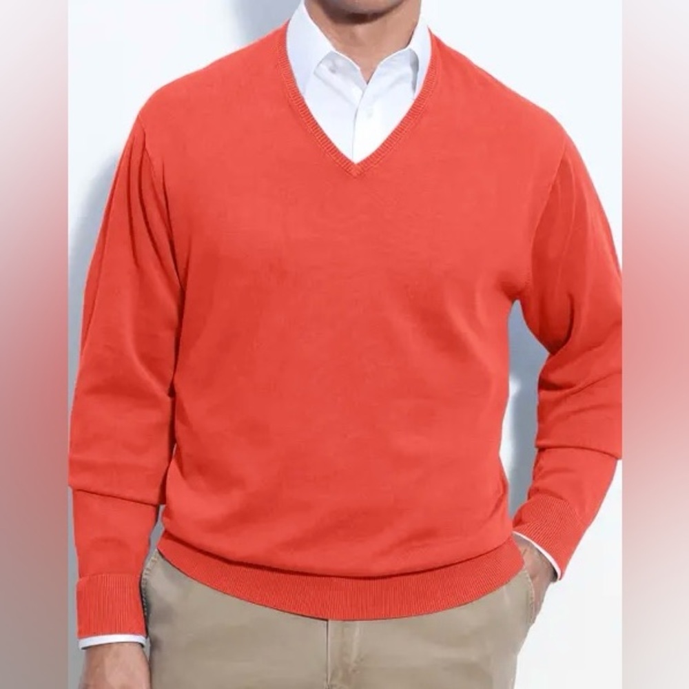 PETER MILLAR Coral Cotton Cashmere Blend V Neck Sweater